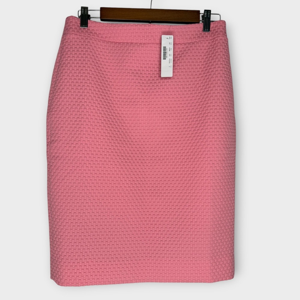 NWT J. Crew Textured Pink Pencil Skirt Elle Woods Preppy Bright Chic NEW Size 6